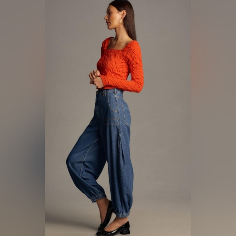 Anthropologie Pilcro Wharfside High Rise Denim Jogger Pant Size 27 NEW NWT